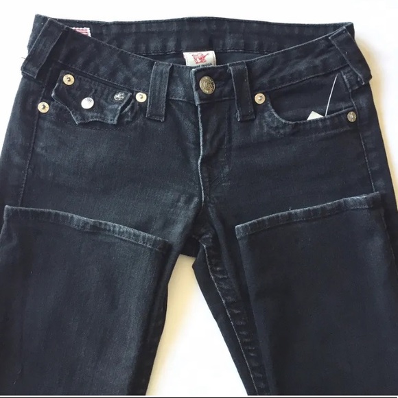 True Religion Women’s Billy Jeans Distressed Black Straight 27 Bead Embellished - Picture 2 of 9